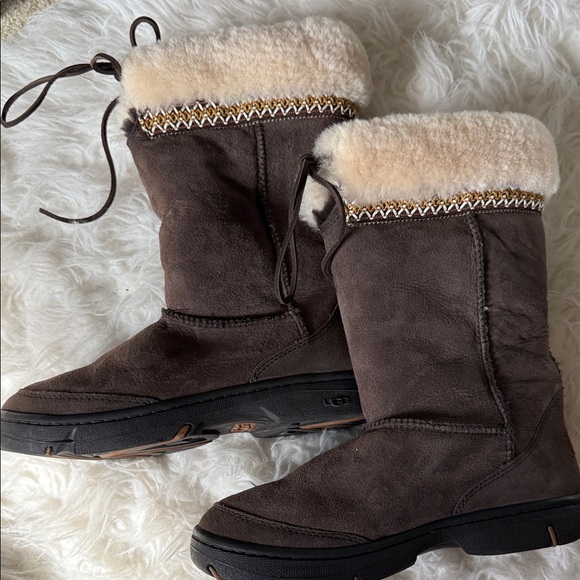 UGG Dark Brown Shearling Winter Boots - Picture 1 of 5